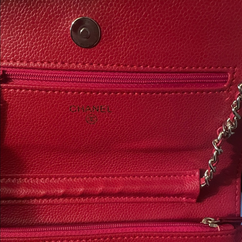 🥰 Chanel red green lavender silver Quilted Crossbody Bag wallet purse - Picture 4 of 12